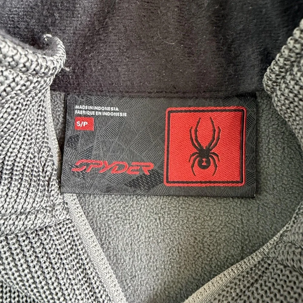 Spyder Pullover Mens Small Gray 1/4 Zip Fleece Thermal Colorblock Ski Top
